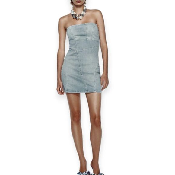 Zara strapless denim dress, small - Picture 9 of 10